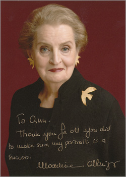 Madeline Albright portrait with inscription